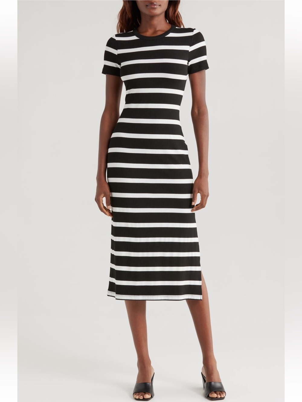 Vince Camuto Stripe Rib Sweater Midi Dress NWT